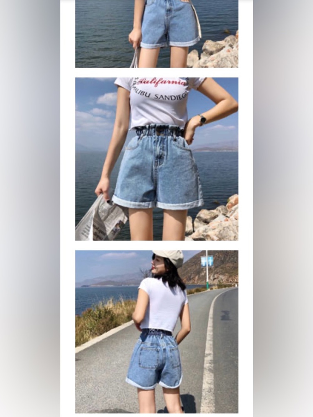 NWT Women's High Waisted Denim Shorts Rolled Jean Shorts